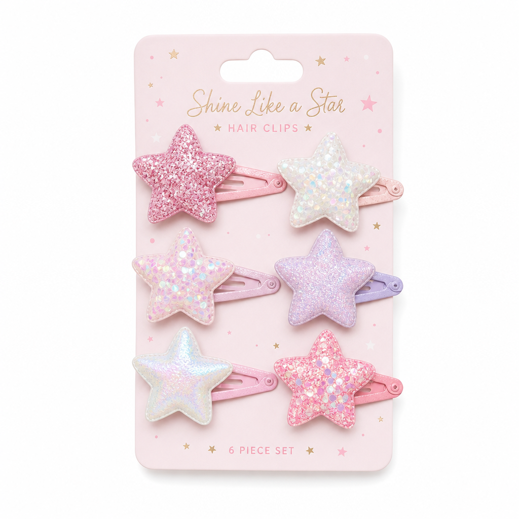 Sparkle Star Hair Clips Set