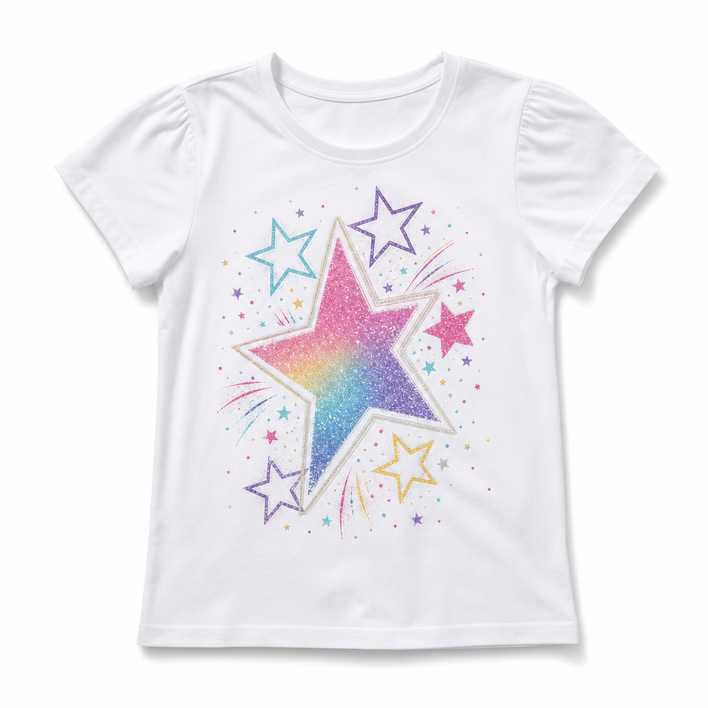Sparkle Star Graphic Tee - White
